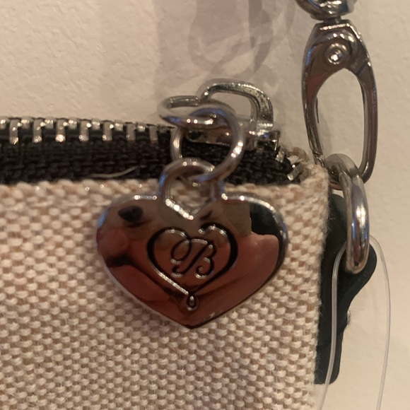 NWT Brighton decorated light tan canvas/black genuine leather strap crossbody - Picture 5 of 9